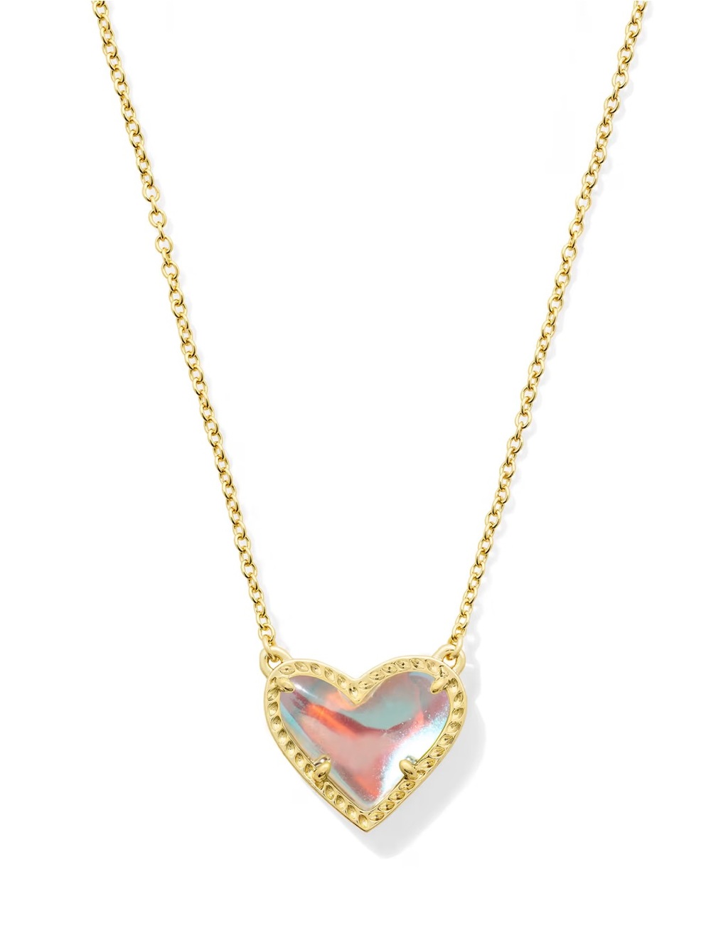 Ari Heart Gold Pendant Necklace in Dichroic Glass